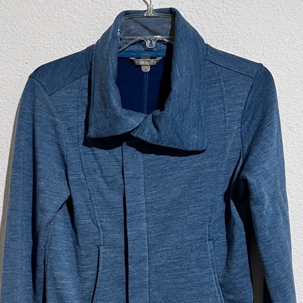 SmartWool Blue Merino Wool Front Zip Convertible Magnetic Collar Jacket Small - Picture 5 of 15